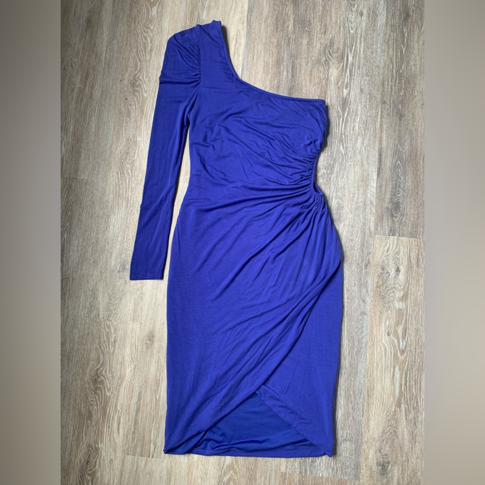Kardashians Bebe Royal Blue One Shoulder Bodycon Dress medium